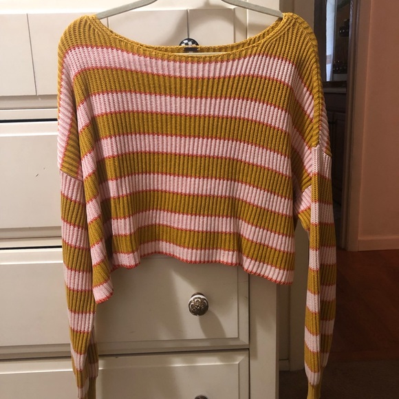 Free People Just My Stripe Cropped Sweater - NWOT - Picture 3 of 7